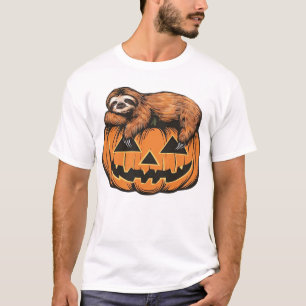 Lustiges Faultier auf Halloween-Kürbis Essential T T-Shirt