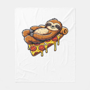 Lustiges Faultier, das Pizza isst, Kawaii-Tierlieb Fleecedecke