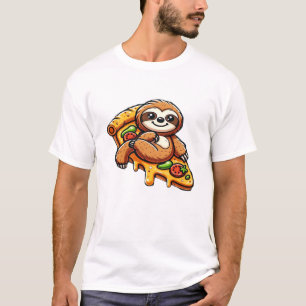 Lustiges Faultier, das Pizza isst, Kawaii-Tierlieb T-Shirt