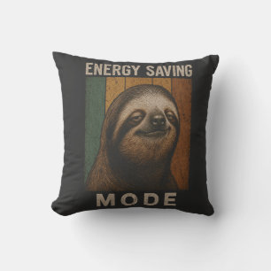 Lustiges Faultier Energie-Spar-Modus Retro-Design Kissen