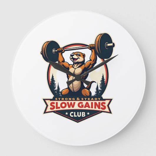 Lustiges Faultier-Gym-Shirt Vintage Stark und Lang Große Wanduhr (Vorderseite)