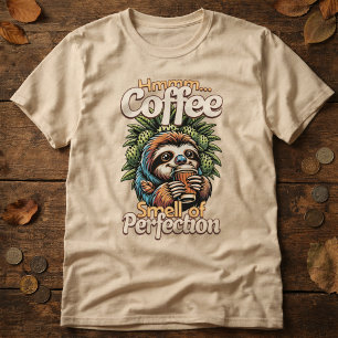 Lustiges Faultier Kaffeetrinker T-Shirt