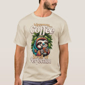 Lustiges Faultier Kaffeetrinker T-Shirt (Vorderseite)
