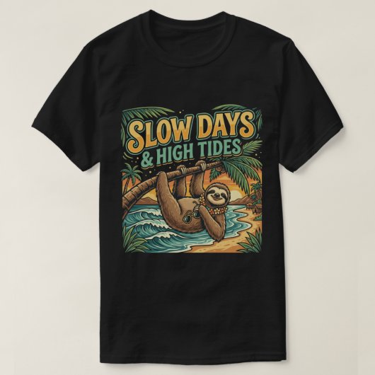 Lustiges Faultier Palm Beach Slow Days Tee Grafik (Design vorne)