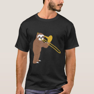 Lustiges Faultier spielt Posaune Blechmusik T-Shirt