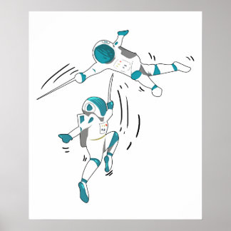 lustiges-Fechten-im-Weltraum-Geschenk-für-einen-Fe Poster