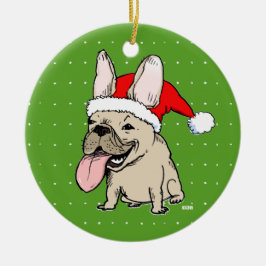 Lustiges Feiertags-französische Bulldogge Frenchie Keramikornament
