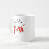 Lustiges Festliches Weihnachtsmanns Wäscheleine Kaffeetasse (Vorderseite Links)