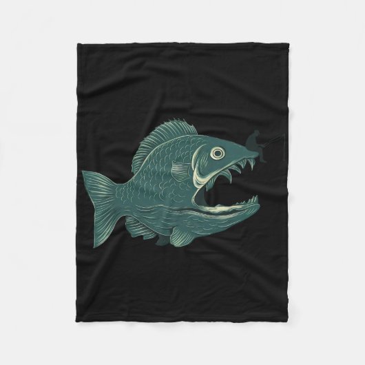 Lustiges Fischen Große Lustige Fische Mit Angler A Fleecedecke (Vorderseite)