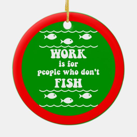 Lustiges Fischen Keramikornament (Hinten)