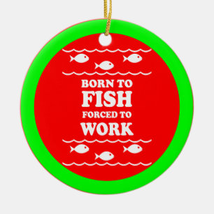 Lustiges Fischen Keramikornament