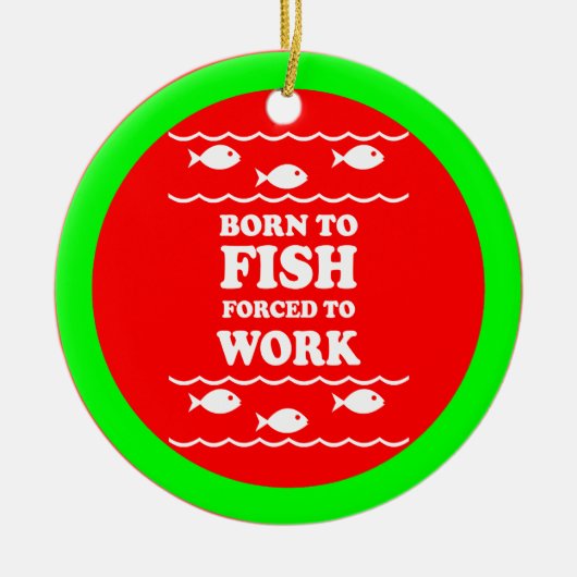 Lustiges Fischen Keramikornament (Vorne)