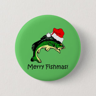 Lustiges Fischen Weihnachten Button