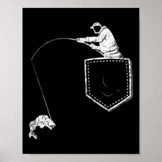 Lustiges Fischer-Fischerei-Pocket-T-Shirt für den Poster