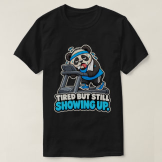 Lustiges Fitness-T-Shirt, müder Panda auf dem Lauf T-Shirt