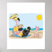 lustiges Flamingo im Urlaub Poster (Vorne)