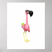 lustiges Flamingo mit Drink Poster (Vorne)