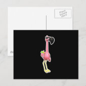 lustiges Flamingo mit Drink Postkarte (Vorne/Hinten)