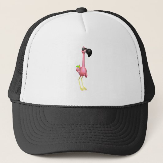 lustiges Flamingo mit Drink Truckerkappe (Vorderseite)