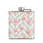 Lustiges Flamingo-Muster mit Monogramm Flachmann (Rückseite)