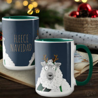 Lustiges "Fleece Navidad" Schaf Cartoon Blau Grau