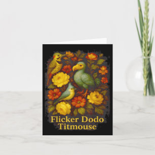 Lustiges Flicker Dodo Meise Vintage Blumen Shirt W Karte