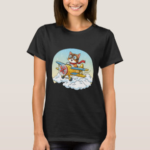 Lustiges Flieger-Katzen-Pilot-T-Shirt T-Shirt