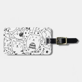 Lustiges flüchtiges Tanzenkatzen-Gekritzelmuster Gepäckanhänger