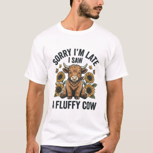Lustiges Fluffiges Kuh Sonnenblume Vintage Gravur  T-Shirt