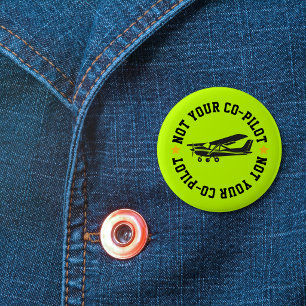 Lustiges Flugzeug und nicht dein Kopilot Grün Button