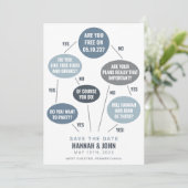 Lustiges Flussdiagramm Blau Hochzeit Save-the-Date Save The Date (Stehend Vorderseite)