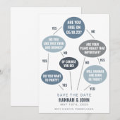 Lustiges Flussdiagramm Blau Hochzeit Save-the-Date Save The Date (Vorne/Hinten)
