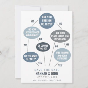 Lustiges Flussdiagramm Blau Hochzeit Save-the-Date Save The Date