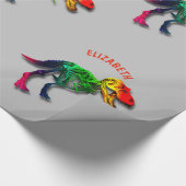 Lustiges Fossil des Regenbogen-T Rex mit Ihrem Geschenkpapier (Ecke)