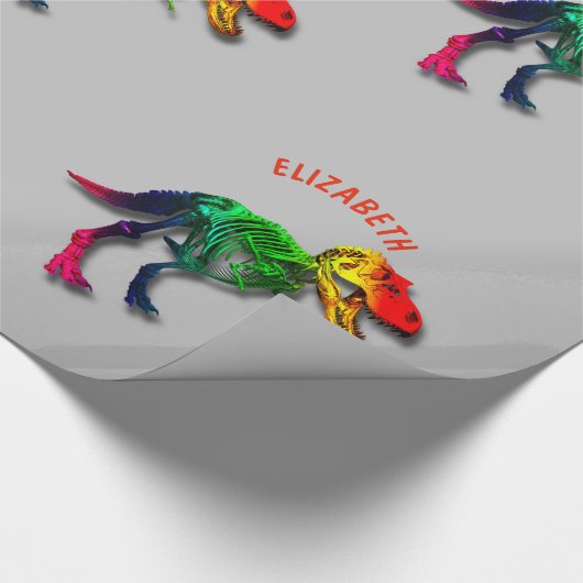 Lustiges Fossil des Regenbogen-T Rex mit Ihrem Geschenkpapier (Ecke)