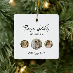 Lustiges Foto Erste Weihnachten Verheiratet Keramikornament