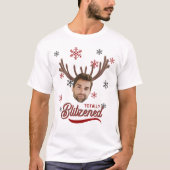 Lustiges Foto Gesicht Blitzened Weihnachten Maßges T-Shirt (Vorderseite)