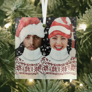 Lustiges Foto Personalisiertes Weihnachten Ornament Aus Glas