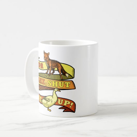 Lustiges Fox-Enten-Tier-Wortspiel Kaffeetasse (Vorderseite Links)