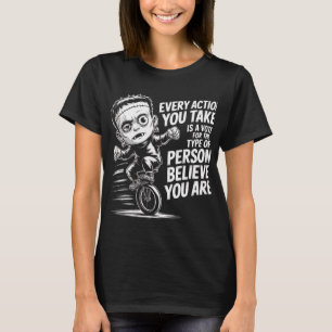 Lustiges Frankenstein-Monster-Einrad Motivations-Q T-Shirt