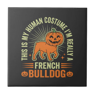 Lustiges Französische Bulldogge Halloween-Mensch K Fliese