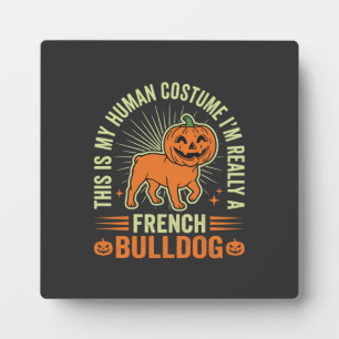 Lustiges Französische Bulldogge Halloween-Mensch K Fotoplatte