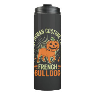 Lustiges Französische Bulldogge Halloween-Mensch K Thermosbecher