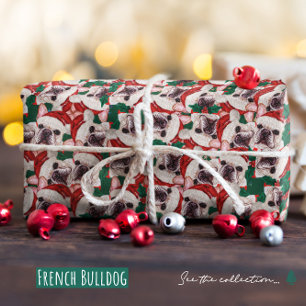 Lustiges Französische-Bulldogge-Weihnachtsmuster Geschenkpapier