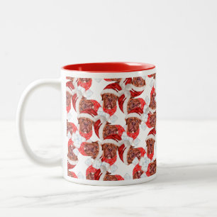 Lustiges Französische-Mastiff-Weihnachtsmuster Zweifarbige Tasse
