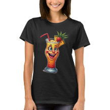 Lustiges Frauen-Tropical-Drink-Grafik-T-Shirt