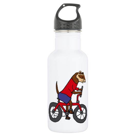 Lustiges Frettchen, das rotes Fahrrad fährt Edelstahlflasche (Vorderseite)