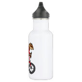 Lustiges Frettchen, das rotes Fahrrad fährt Edelstahlflasche (Rechts)