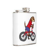 Lustiges Frettchen, das rotes Fahrrad fährt Flachmann (Rechts)