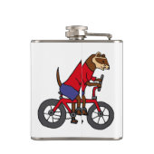 Lustiges Frettchen, das rotes Fahrrad fährt Flachmann (Rückseite)